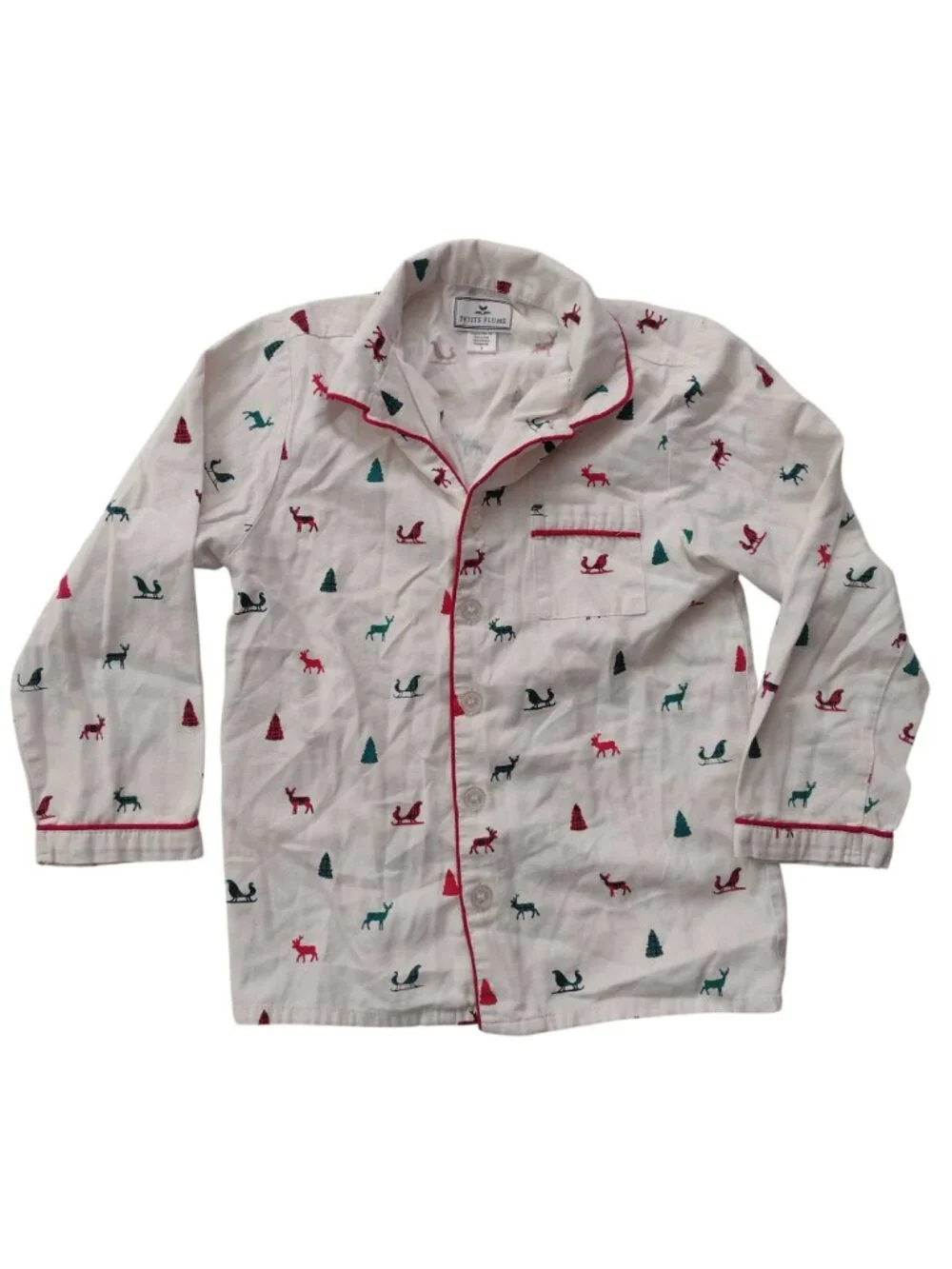 Petite Plume Kids Christmas Pajamas 8 Reindeer Sleighs Cotton Blend Holiday PJs